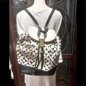 Spartina 449 Black and White Patterned Backpack Spartina 449 | Bags | Spartina 449 Backpack Leather And  main image 3